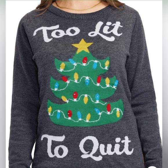 Tipsy Elves Light Up Too Lit to Quit Christmas Sweater Sz L - Picture 1 of 8